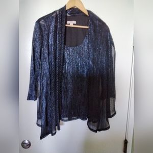 Elegant Navy Sheer Women's Blouse